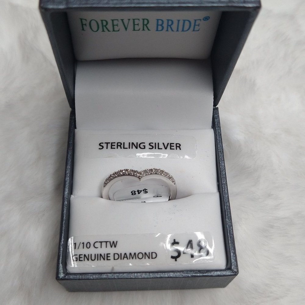 NIB Forever Bride Sterling Silver 1/10 CTTW Diamond Band Ring Sz 7